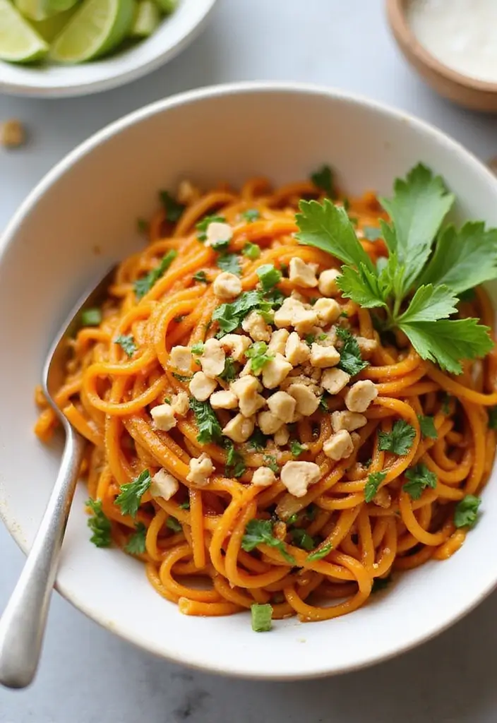 28 Healthy Recipes for Weight Losing That Are Filling - 19. Thai Peanut Sweet Potato Noodles