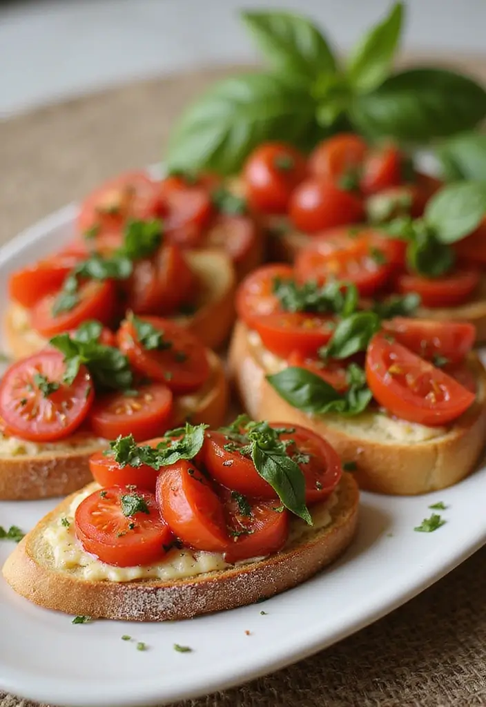 28 Healthy Recipes for Weight Losing That Are Filling - 20. Tomato and Basil Bruschetta