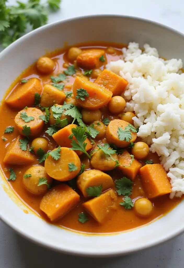 28 Healthy Recipes for Weight Losing That Are Filling - 3. Sweet Potato and Chickpea Curry