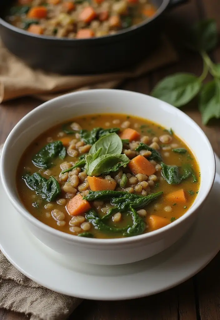 28 Healthy Recipes for Weight Losing That Are Filling - 6. Lentil Soup with Spinach