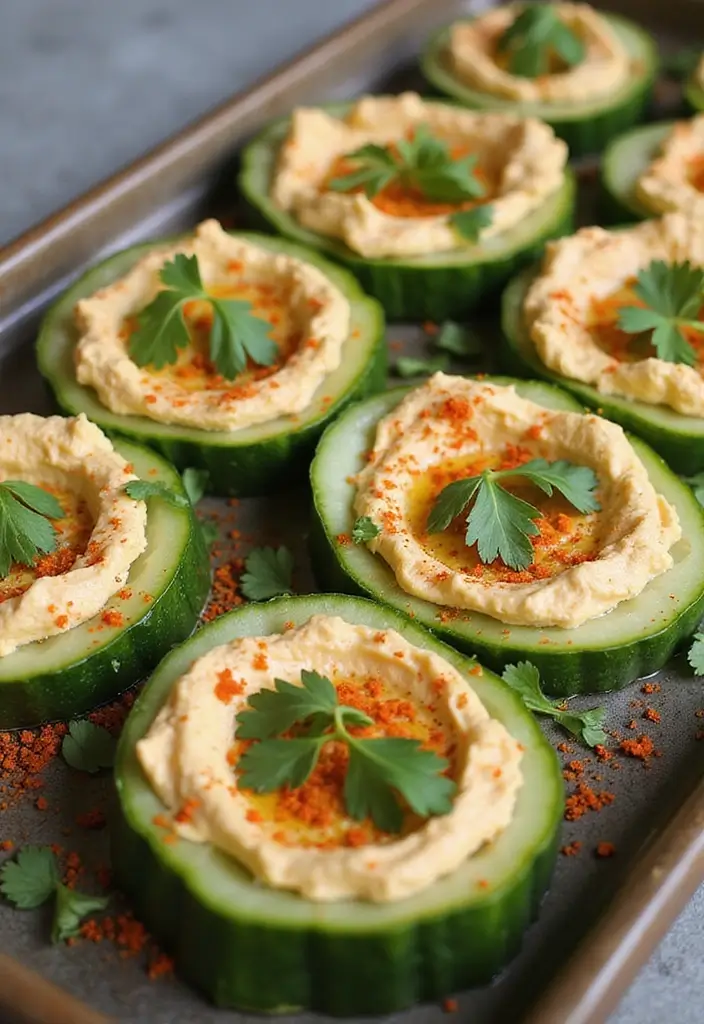 28 Healthy Recipes for Weight Losing That Are Filling - 9. Cucumber and Hummus Bites
