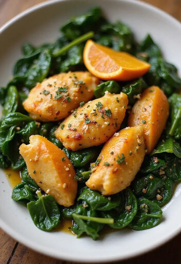 28 Orange Chicken Recipe Healthy Versions You’ll Love - 15. Orange Chicken with Spinach