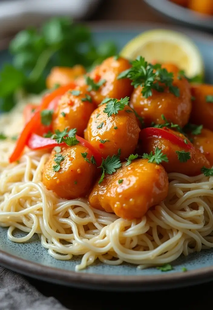 28 Orange Chicken Recipe Healthy Versions You’ll Love - 25. Orange Chicken with Rice Noodles