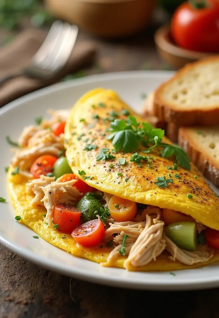 28 Shredded Chicken Recipes: Healthy Meals Made Easy - 14. Shredded Chicken Omelette