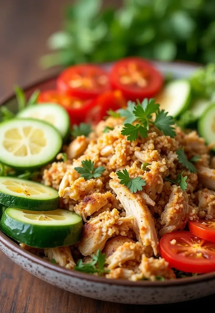 28 Shredded Chicken Recipes: Healthy Meals Made Easy - 16. Shredded Chicken Mediterranean Bowl