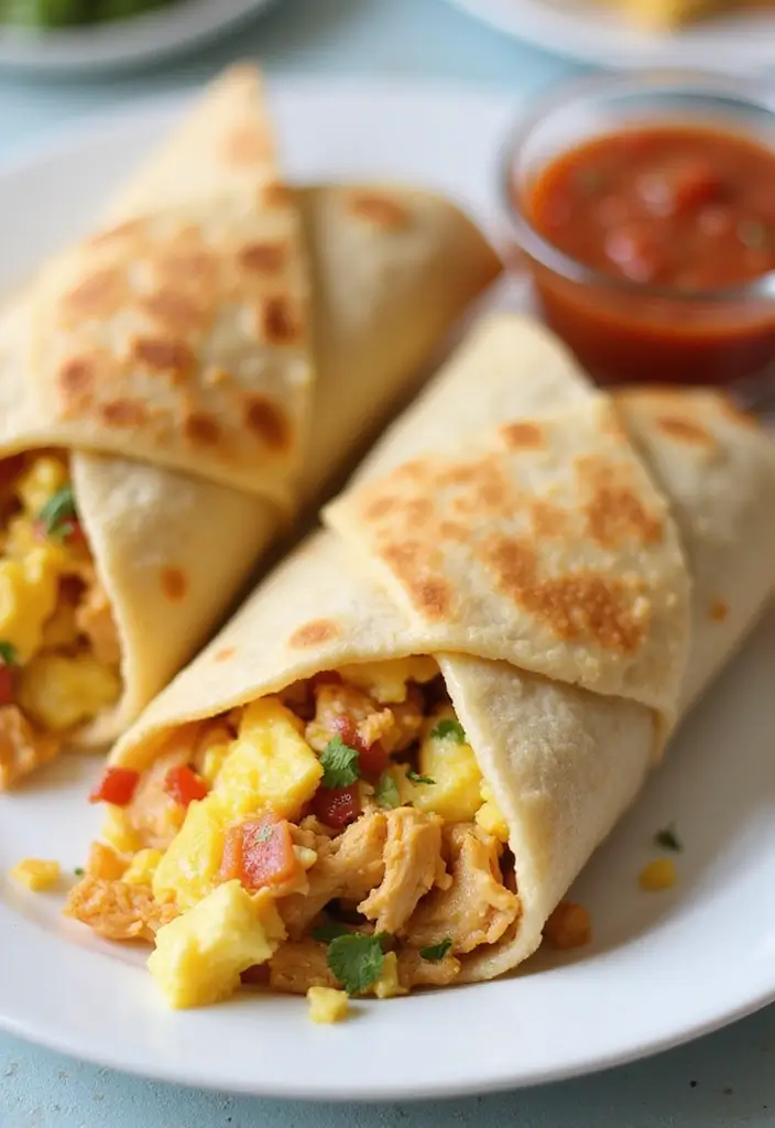 28 Shredded Chicken Recipes: Healthy Meals Made Easy - 26. Shredded Chicken Breakfast Burritos