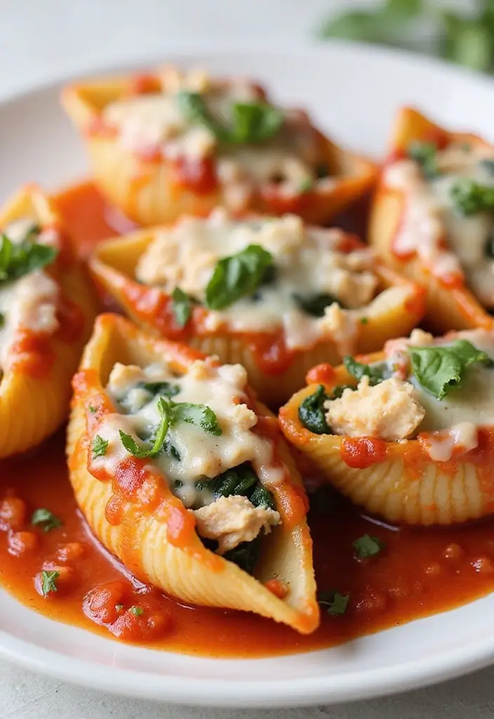 28 Shredded Chicken Recipes: Healthy Meals Made Easy - 28. Shredded Chicken and Spinach Stuffed Shells
