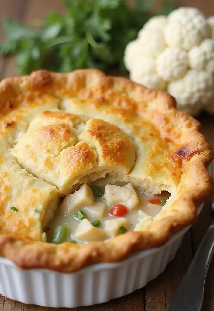 29 Chicken Pot Pie Healthy Recipes That Taste Like Comfort - 11. Chicken Pot Pie with Cauliflower Crust