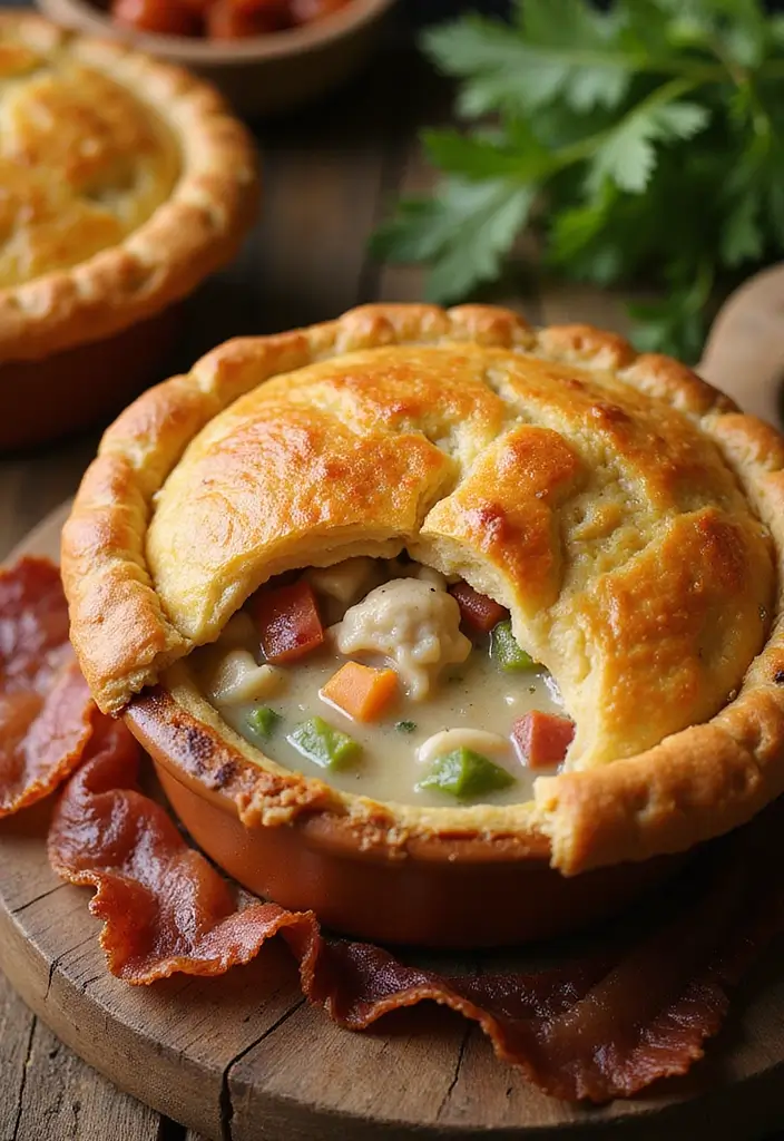29 Chicken Pot Pie Healthy Recipes That Taste Like Comfort - 17. Bacon and Chicken Pot Pie