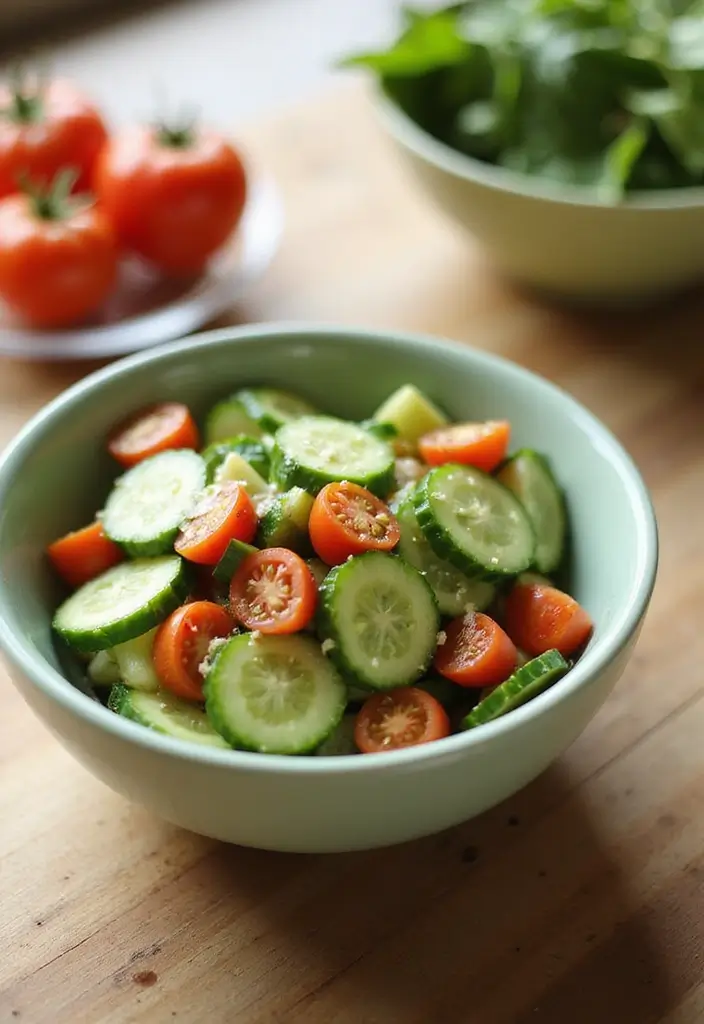 29 Easy Healthy Salad Recipes That Burst With Fresh Flavor - 14. Cucumber and Tomato Salad