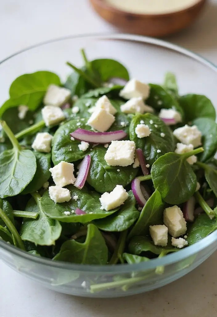 29 Easy Healthy Salad Recipes That Burst With Fresh Flavor - 25. Spinach and Feta Salad