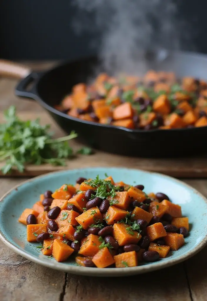 29 Healthy Blackstone Griddle Recipes Full of Flavor - 1. Sweet Potato and Black Bean Hash