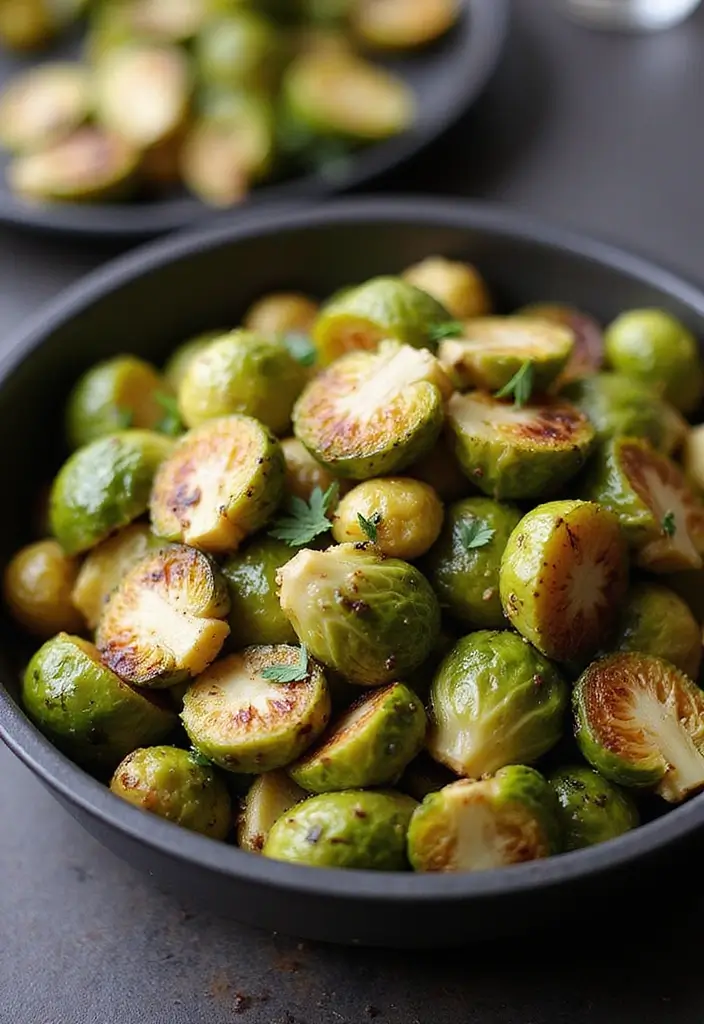 29 Healthy Blackstone Griddle Recipes Full of Flavor - 17. Roasted Garlic Brussels Sprouts