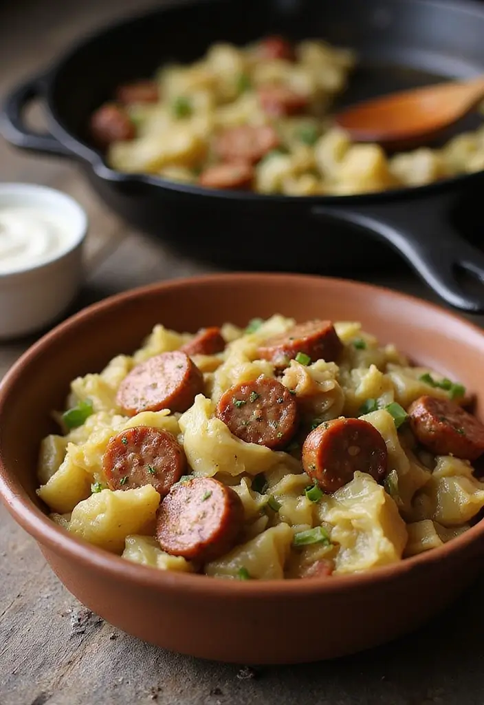 29 Healthy Blackstone Griddle Recipes Full of Flavor - 18. Cabbage and Sausage Skillet