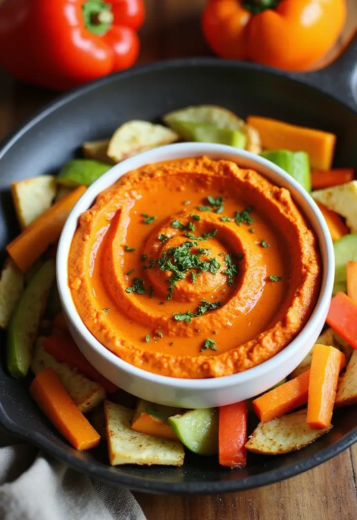 29 Healthy Blackstone Griddle Recipes Full of Flavor - 25. Roasted Red Pepper Hummus