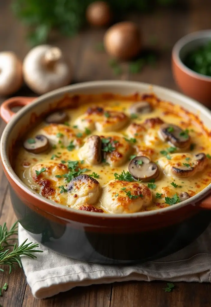 29 Healthy Casserole Recipes for Dinner That Everyone Will Love - 14. Creamy Mushroom and Chicken Casserole