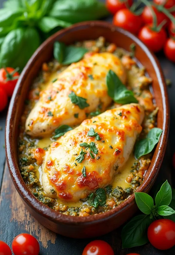 29 Healthy Casserole Recipes for Dinner That Everyone Will Love - 20. Baked Pesto Chicken Casserole