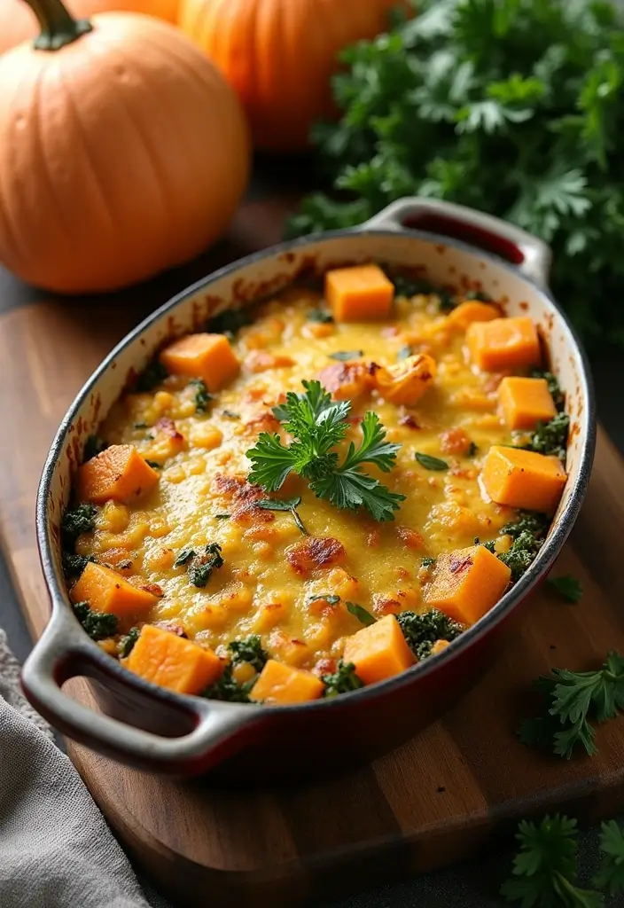 29 Healthy Casserole Recipes for Dinner That Everyone Will Love - 24. Butternut Squash and Kale Casserole