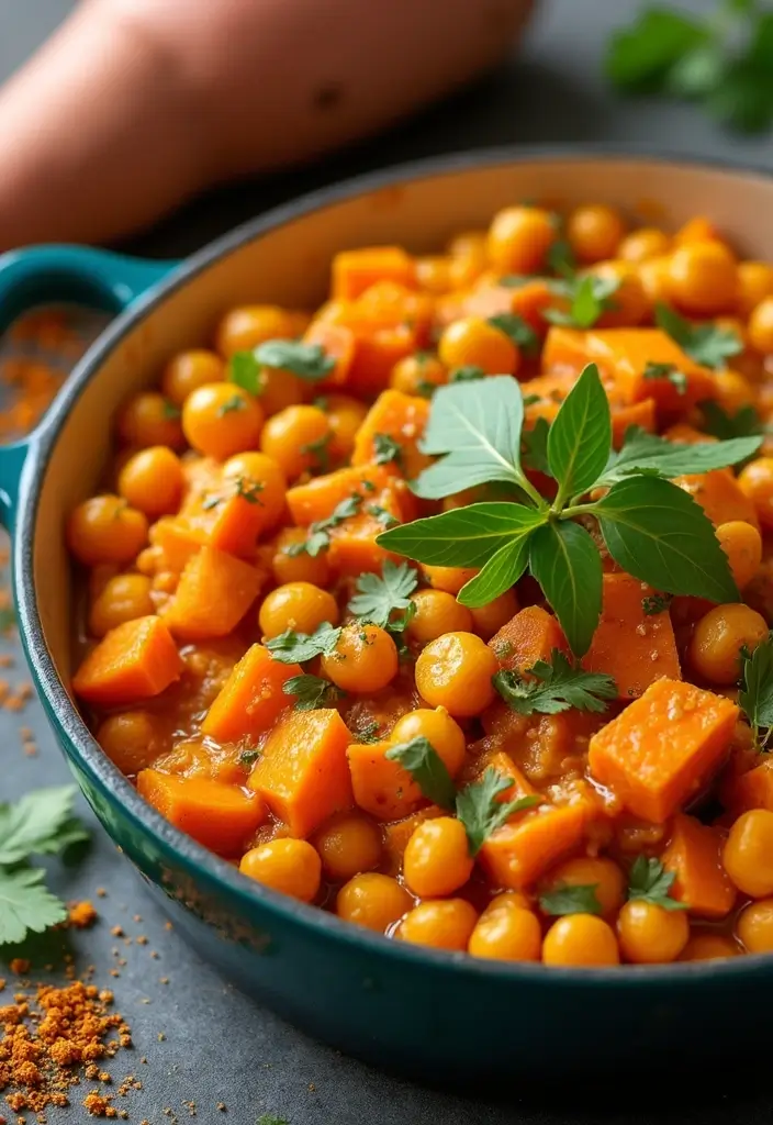 29 Healthy Casserole Recipes for Dinner That Everyone Will Love - 28. Sweet Potato and Chickpea Curry Casserole