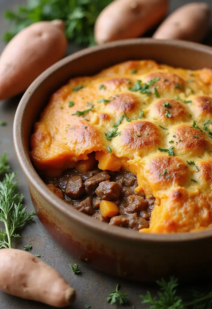 29 Healthy Casserole Recipes for Dinner That Everyone Will Love - 7. Beef and Sweet Potato Casserole