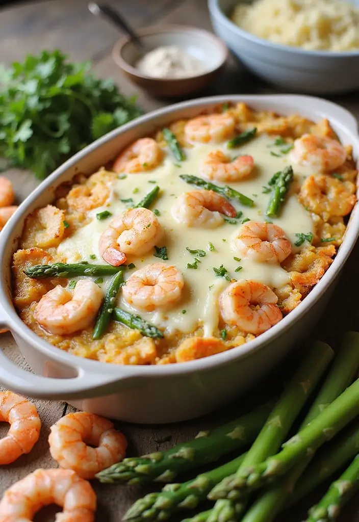 29 Healthy Casserole Recipes for Dinner That Everyone Will Love - 8. Shrimp and Asparagus Casserole