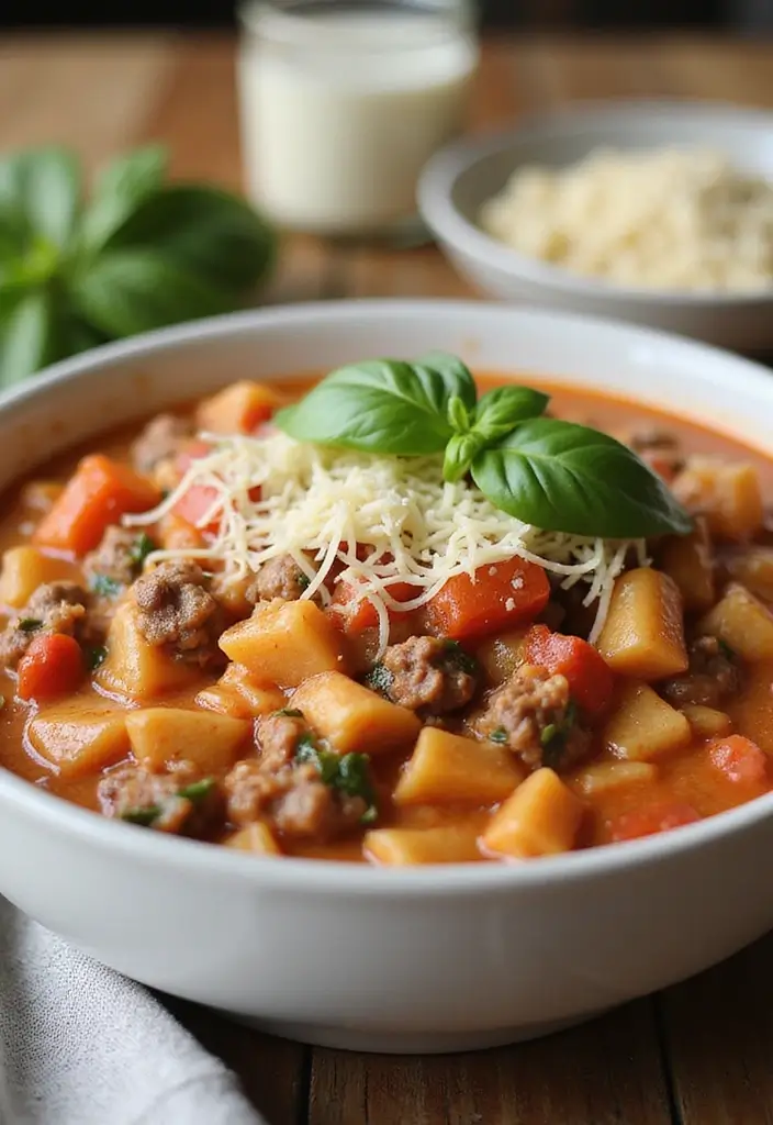 29 Healthy Hamburger Helper Recipes Made From Scratch - 21. Creamy Tomato Basil Hamburger Helper