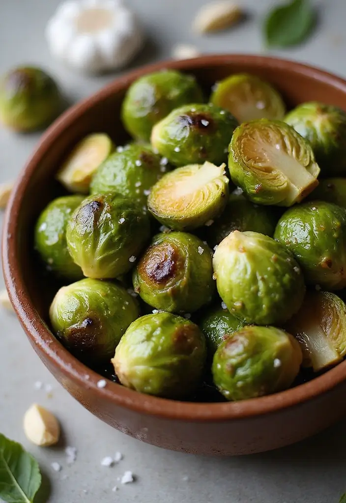 29 Healthy Side Dishes for Chicken That Complete the Meal - 2. Garlic Roasted Brussels Sprouts