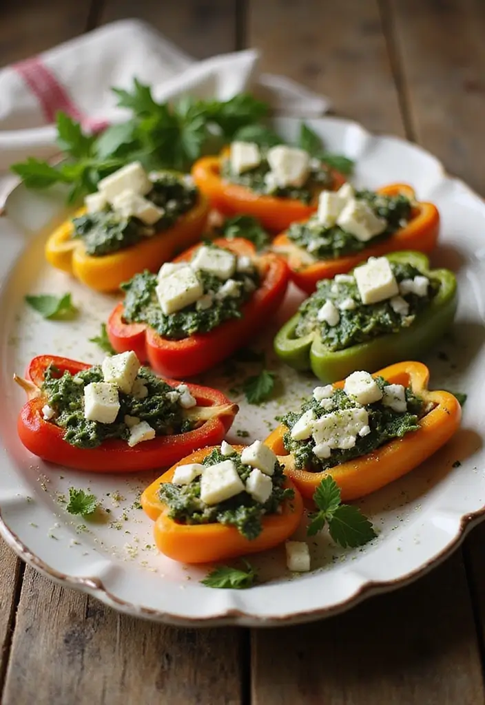 29 Healthy Side Dishes for Chicken That Complete the Meal - 25. Spinach and Feta Stuffed Peppers