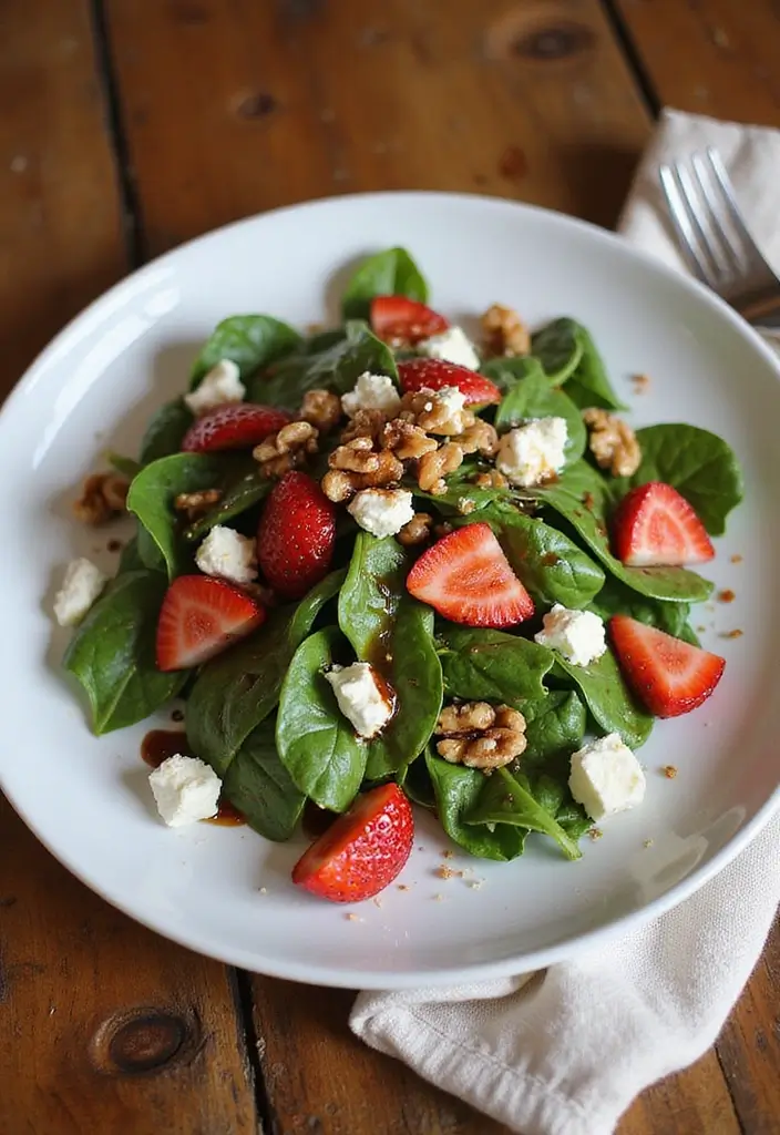 29 Healthy Side Dishes for Chicken That Complete the Meal - 7. Spinach and Strawberry Salad