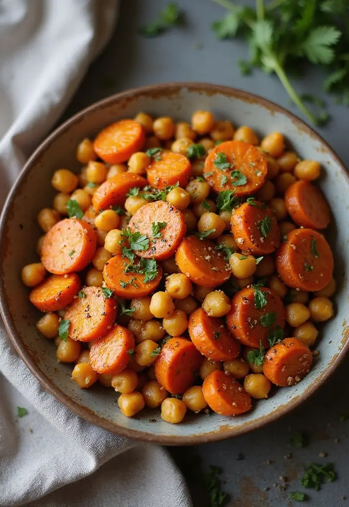29 Healthy Side Dishes for Chicken That Complete the Meal - 8. Roasted Carrot and Chickpea Bowl