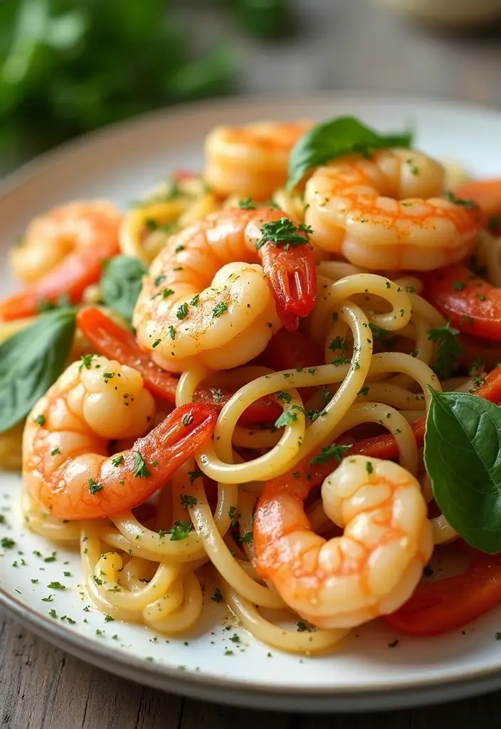 29 Pasta Primavera Recipes Healthy Dinners Full of Veggies - 14. Garlic Butter Shrimp Pasta Primavera