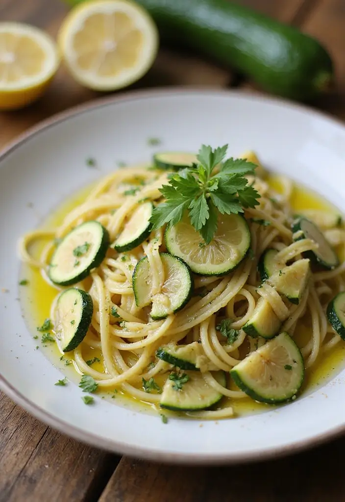 29 Pasta Primavera Recipes Healthy Dinners Full of Veggies - 2. Lemon Garlic Zucchini Pasta Primavera