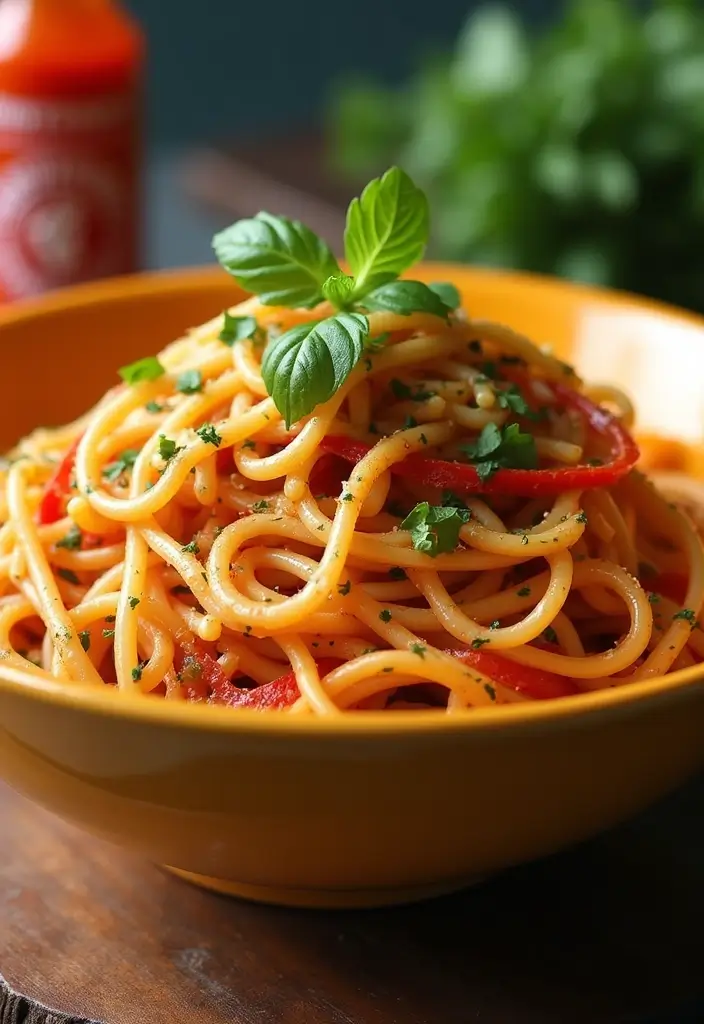 29 Pasta Primavera Recipes Healthy Dinners Full of Veggies - 7. Spicy Sriracha Pasta Primavera