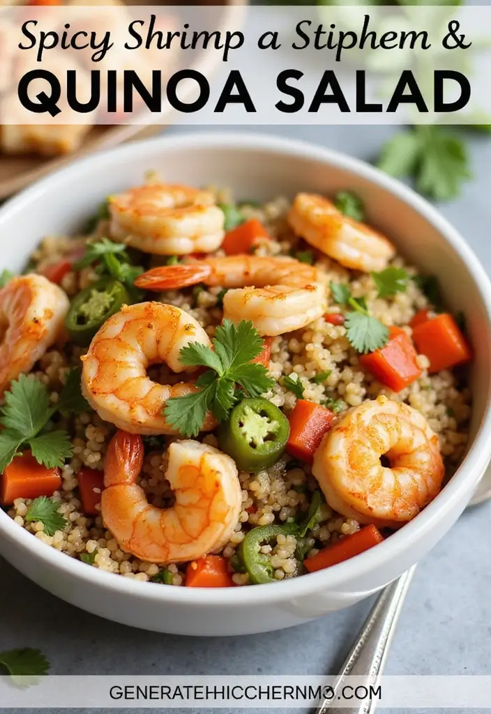 29 Shrimp Salad Recipes Healthy and Refreshing - 2. Spicy Shrimp and Quinoa Salad