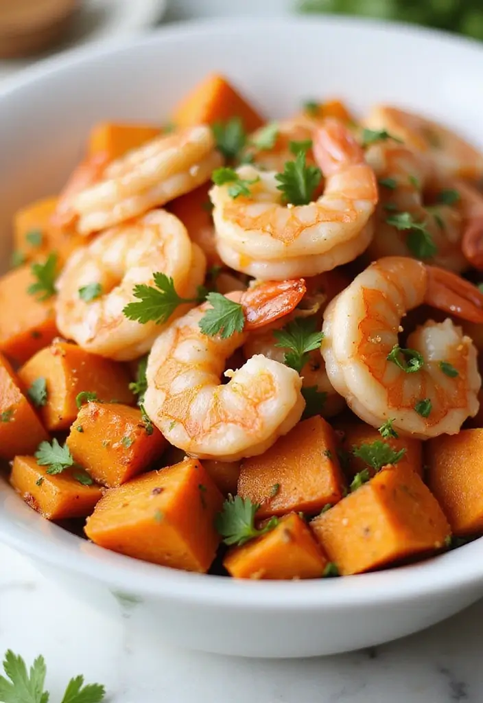 29 Shrimp Salad Recipes Healthy and Refreshing - 20. Shrimp and Sweet Potato Salad
