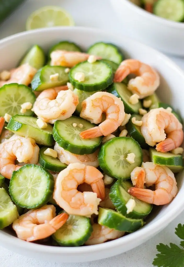 29 Shrimp Salad Recipes Healthy and Refreshing - 8. Shrimp and Cucumber Salad