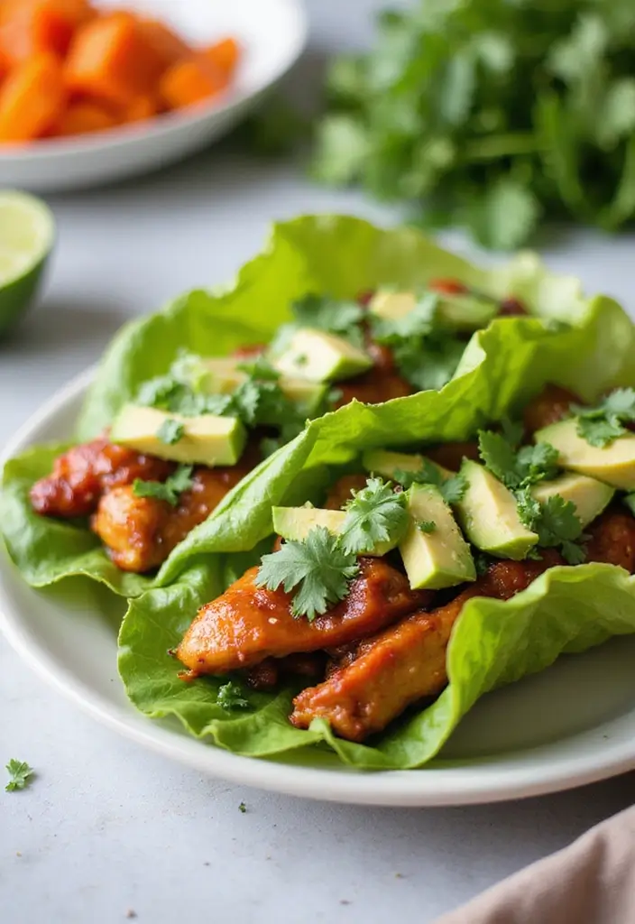 29 Trim Healthy Mama Recipes for Every Meal - 21. BBQ Chicken Lettuce Wraps