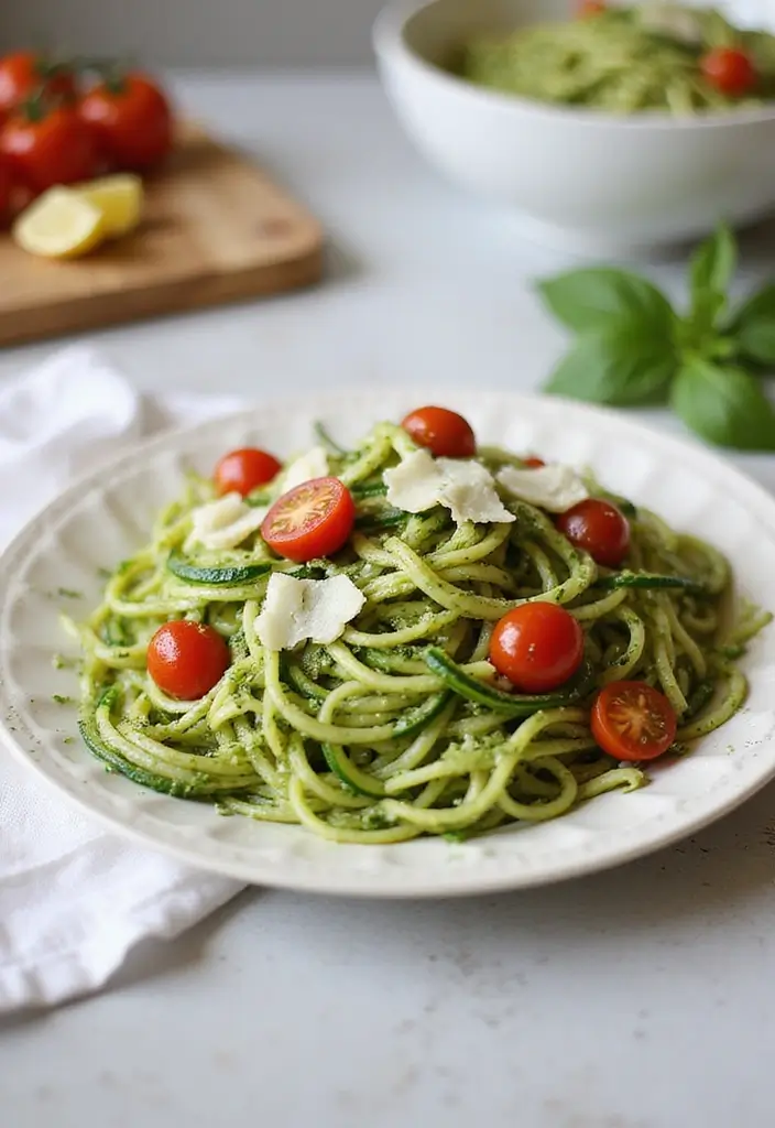 29 Trim Healthy Mama Recipes for Every Meal - 3. Zucchini Noodles with Pesto
